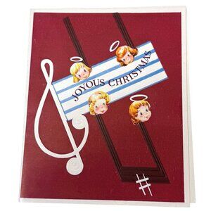 Vintage Christmas Card Joyous Christmas Original 1940s 50s Angels Retro Crafting